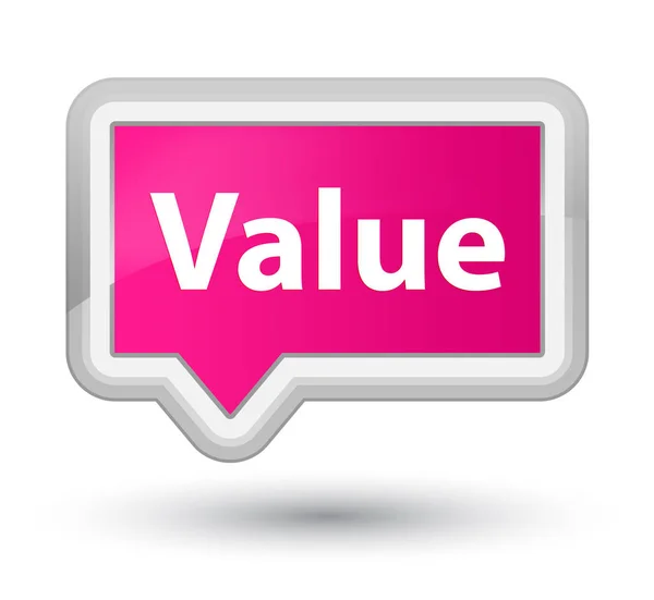 Hodnota hlavní růžový nápis tlačítko — Stock fotografie