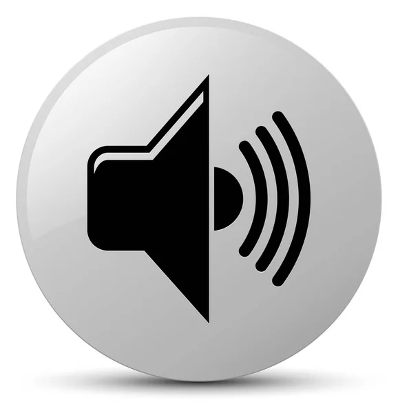 Піктограма гучності біла кругла кнопка — стокове фото