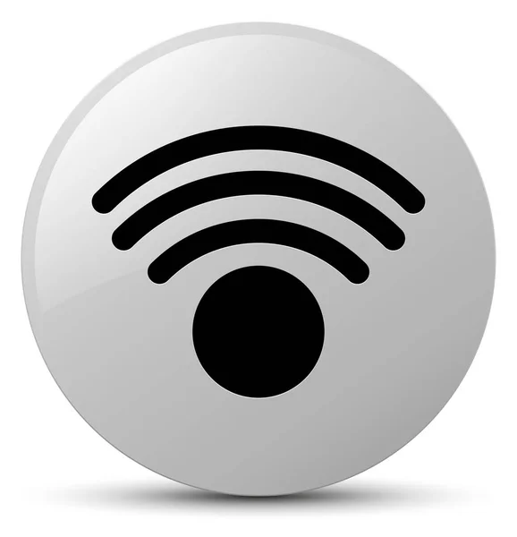 Λευκό εικονίδιο Wi-Fi στρογγυλό κουμπί — Φωτογραφία Αρχείου