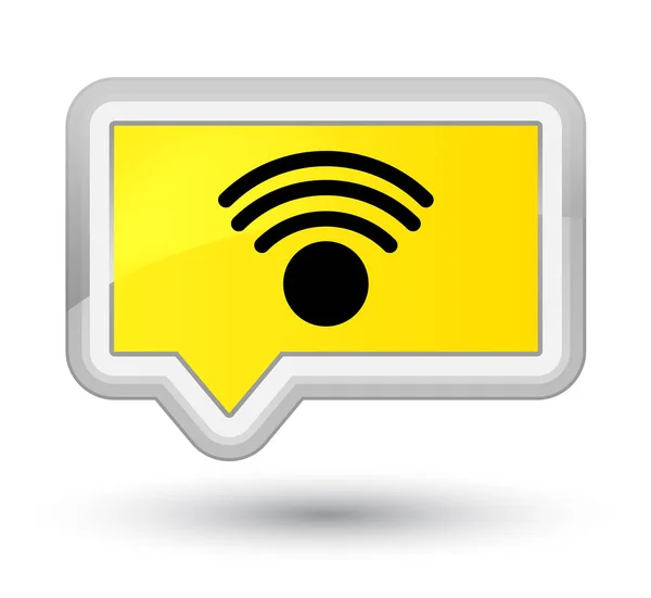 Ícone Wifi botão banner amarelo primo — Fotografia de Stock