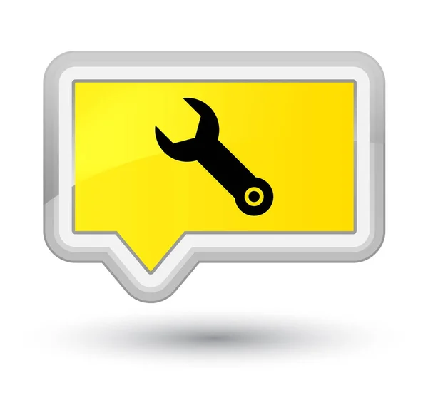 Skiftnyckel ikonen prime gul banderoll knapp — Stockfoto