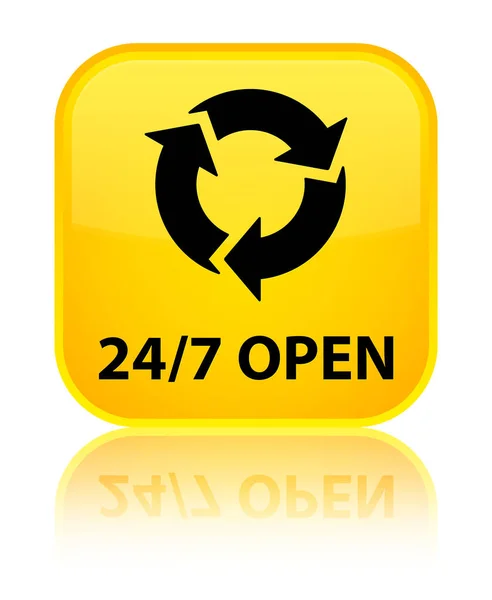 24/7 open special yellow square button — Stock Photo, Image