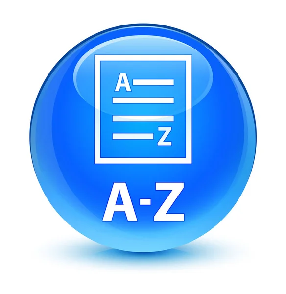 A-Z (list page icon) glassy cyan blue round button — Stock Photo, Image