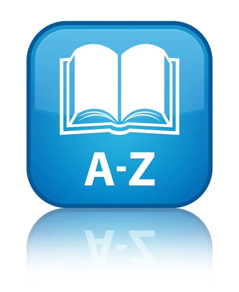 A-Z (ikonę książki) specjalne cyan niebieski przycisk kwadratowy — Zdjęcie stockowe