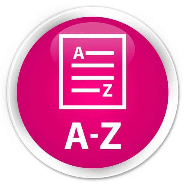 A-Z (λίστα σελίδα εικονίδιο) premium ροζ στρογγυλό κουμπί — Φωτογραφία Αρχείου