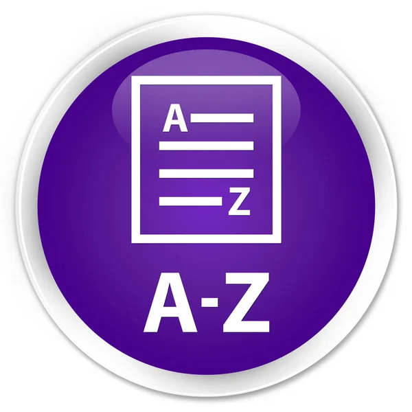 A-Z (ícone de página de lista) botão redondo roxo premium — Fotografia de Stock