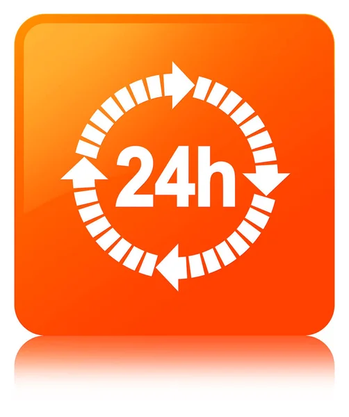 24 uur levering pictogram oranje vierkante knop — Stockfoto