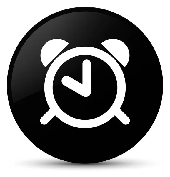 Väckarklocka-ikonen svart rund knapp — Stockfoto