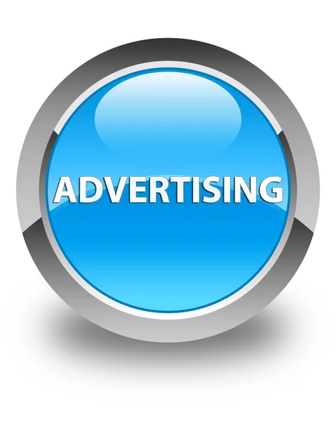 Γυαλιστερό κυανό μπλε στρογγυλό κουμπί διαφήμιση — Φωτογραφία Αρχείου
