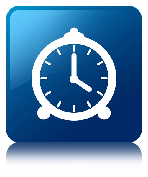 Alarm clock icon blue square button — Stock Photo, Image