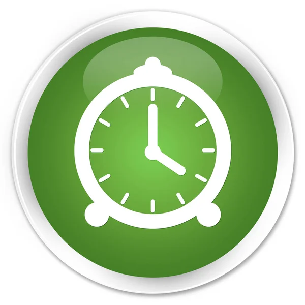 Alarm clock icon premium soft green round button — Stock Photo, Image