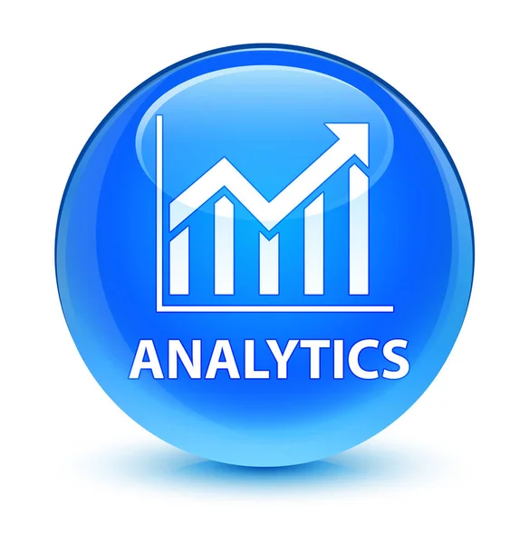 Analytics (ícone de estatísticas) botão redondo azul ciano vítreo — Fotografia de Stock