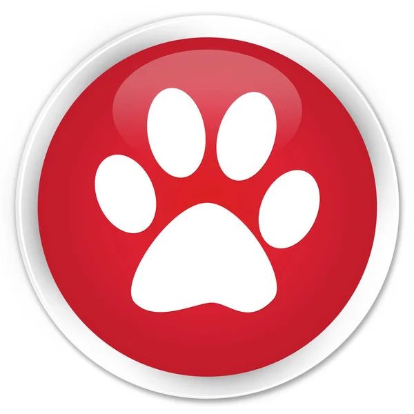 Icono de huella animal botón redondo rojo premium — Foto de Stock