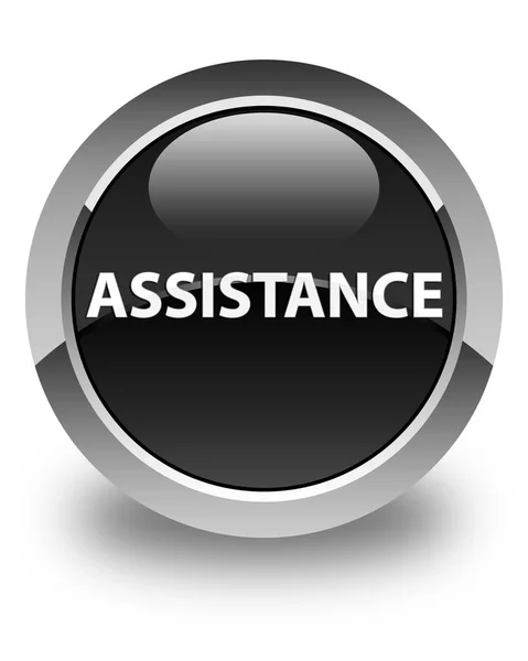 Assistance glossy black round button — Stock Photo, Image