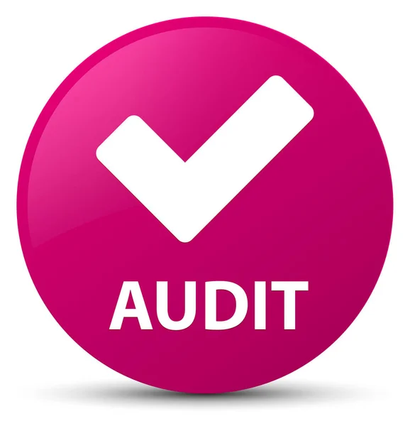 Audit (Symbol validieren) rosafarbener runder Knopf — Stockfoto