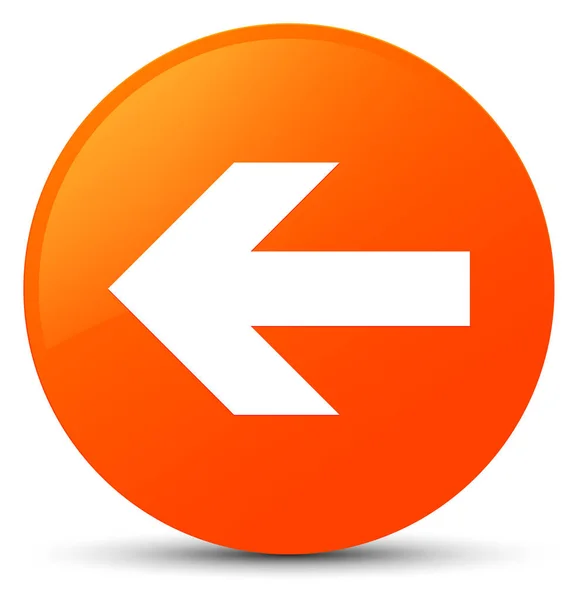Indietro freccia icona arancione pulsante rotondo — Foto Stock