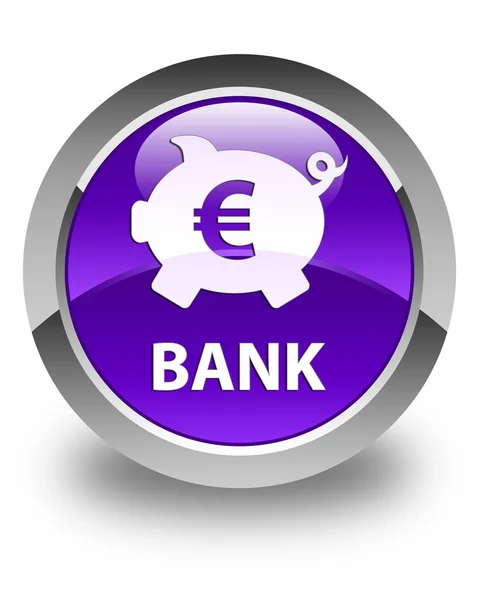 Banco (piggy box euro sign) botão redondo roxo brilhante — Fotografia de Stock