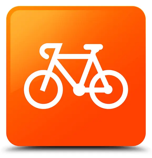 Bicycle icon orange square button — Stock Photo, Image