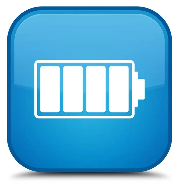 Battery icon special cyan blue square button — Stock Photo, Image