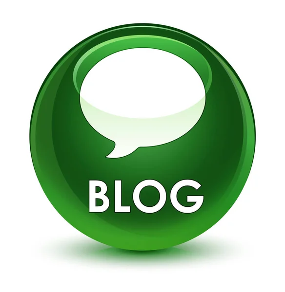 Blog (icône de conversation) bouton rond vert doux vitreux — Photo