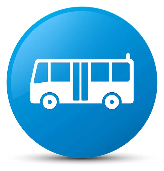 Busz ikon cián kék kerek gomb — Stock Fotó