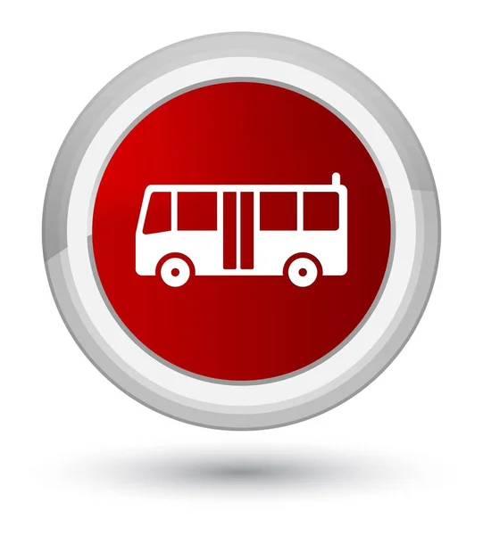 Otobüs simge ilk kırmızı yuvarlak düğmesi — Stok fotoğraf