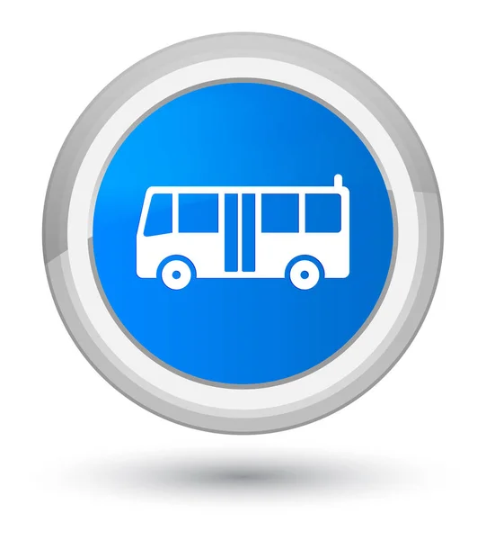 Icône bus bouton rond bleu cyan — Photo