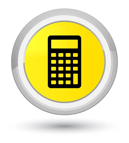 Ícone da calculadora botão redondo amarelo primo — Fotografia de Stock