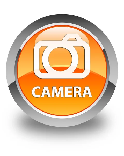 Câmera laranja brilhante botão redondo — Fotografia de Stock