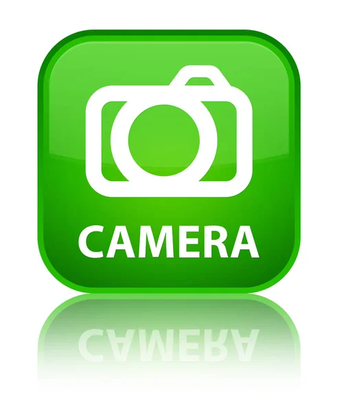 Speciální zelené čtvercové tlačítko fotoaparátu — Stock fotografie