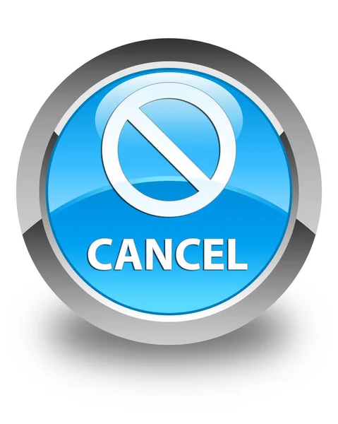Avbryta (förbud tecken ikon) glossy cyan blå rund knapp — Stockfoto