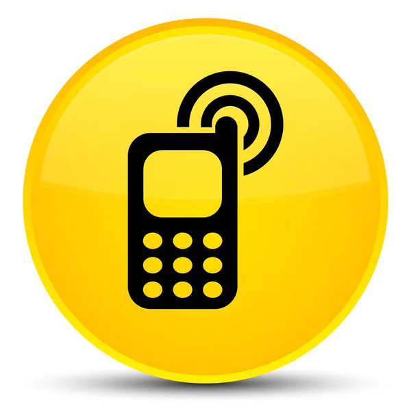 Handy klingelt Symbol spezielle gelbe runde Taste — Stockfoto