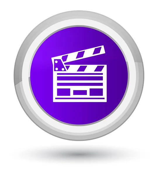 Ícone clipe de cinema roxo botão redondo prime — Fotografia de Stock