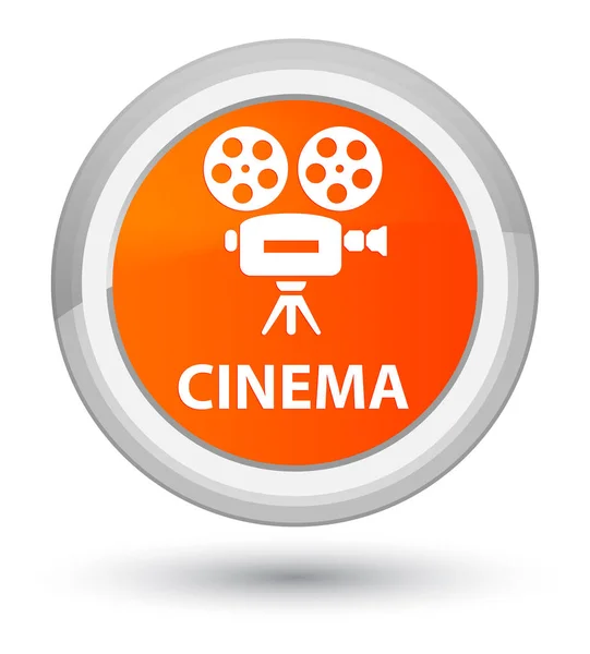 Cinema (ícone de câmera de vídeo) botão redondo laranja principal — Fotografia de Stock