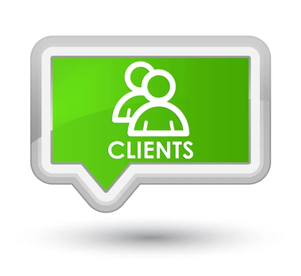 Clients (icono del grupo) botón de banner verde suave de primera — Foto de Stock