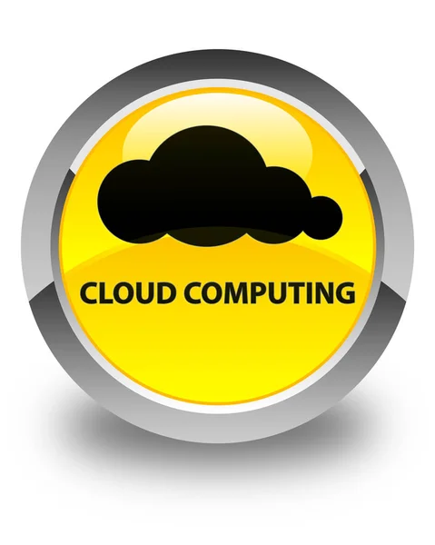 Cloud computing giallo lucido pulsante rotondo — Foto Stock