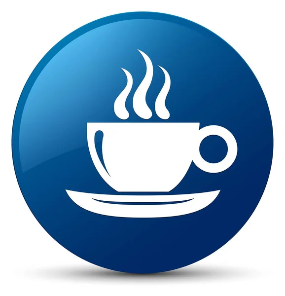 Taza de café icono azul botón redondo —  Fotos de Stock