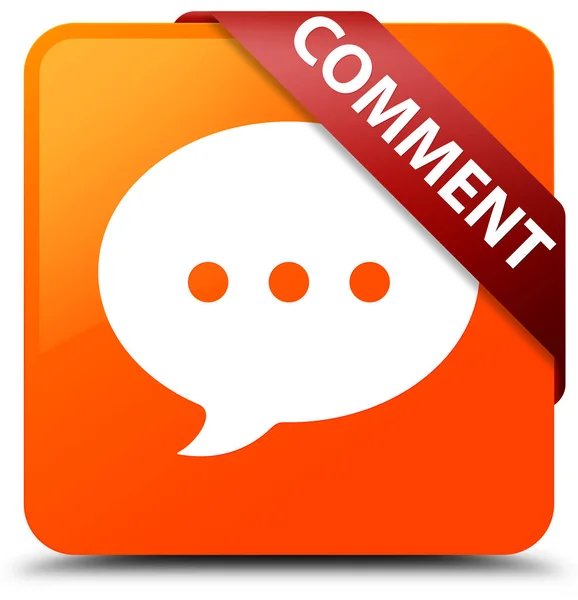 Comment (conversation icon) orange square button red ribbon in c — Stock Photo, Image