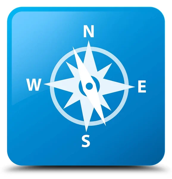 Compass icon cyan blue square button — Stock Photo, Image