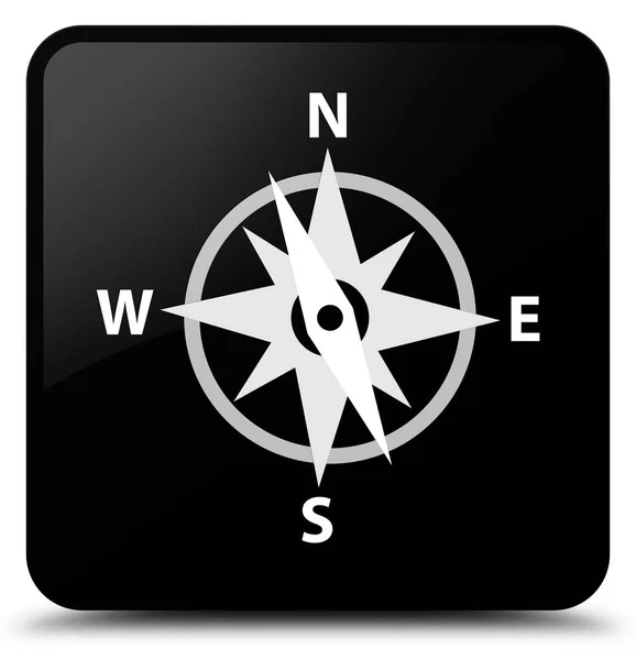 Compass icon black square button — Stock Photo, Image