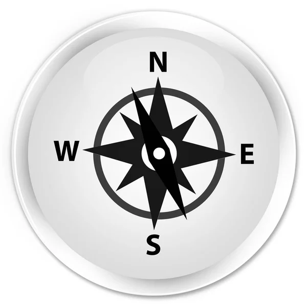 Ikona kompasu premium bílé kulaté tlačítko — Stock fotografie