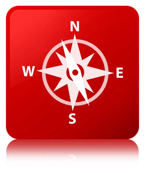 Compass icon red square button — Stock Photo, Image