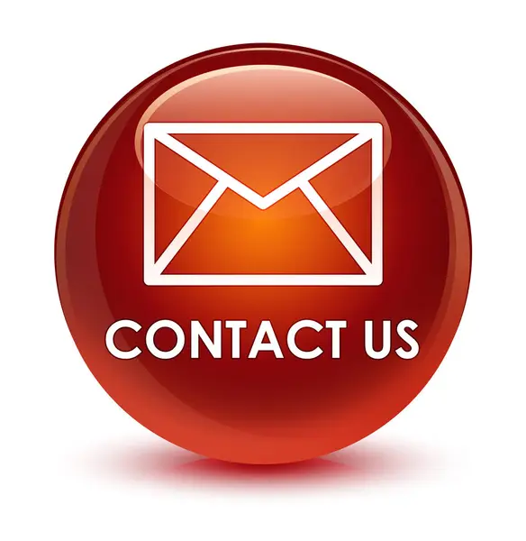 Contattaci (icona e-mail) pulsante rotondo marrone vetro — Foto Stock