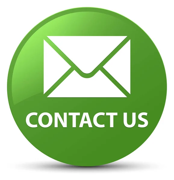 Contacte-nos (ícone de e-mail) botão redondo verde suave — Fotografia de Stock