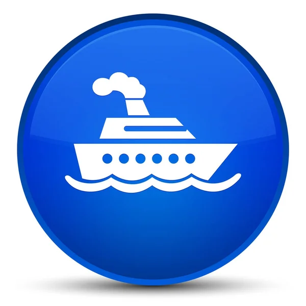 Ícone do navio de cruzeiro botão redondo azul especial — Fotografia de Stock