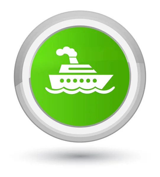 Круїзний корабель значок простої м'якої зеленої круглої кнопки — стокове фото