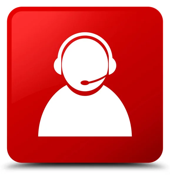 Customer care icon red square button — Stock Photo, Image
