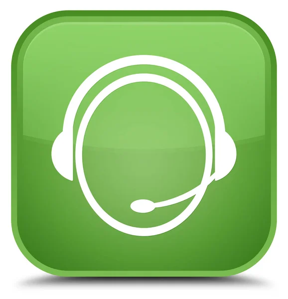 Customer care service icon special soft green square button — Stock Photo, Image