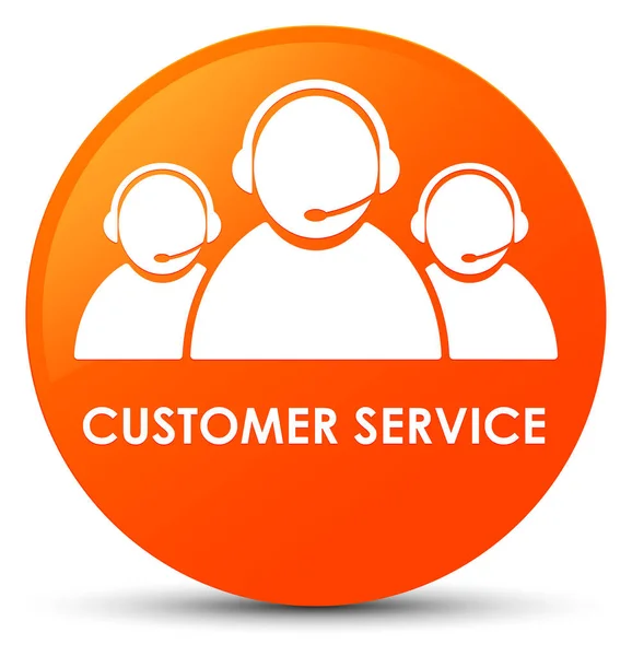 Обслуживание клиентов (иконка команды) оранжевая кнопка — стоковое фото