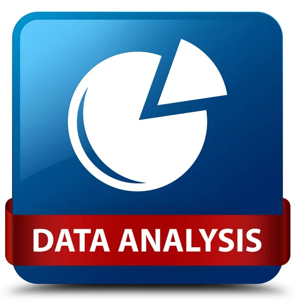 Data analys (diagram ikon) blå fyrkantiga knappen rött band i midd — Stockfoto